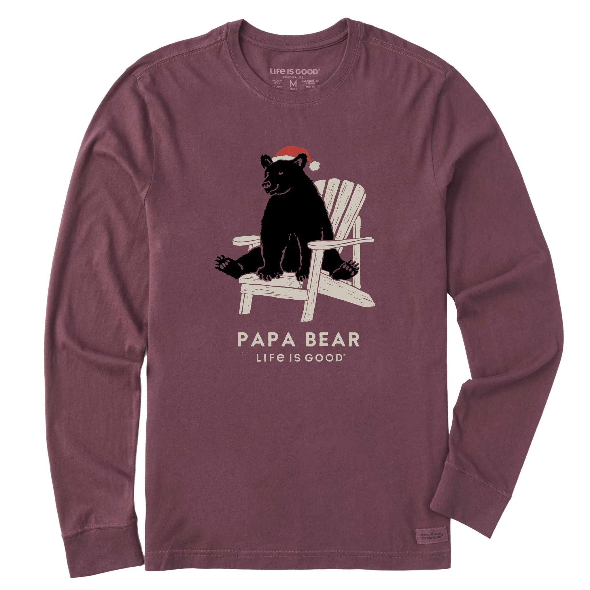 Men's Holiday Adirondack Papa Bear Long Sleeve Crusher Tee Sport Performance Design