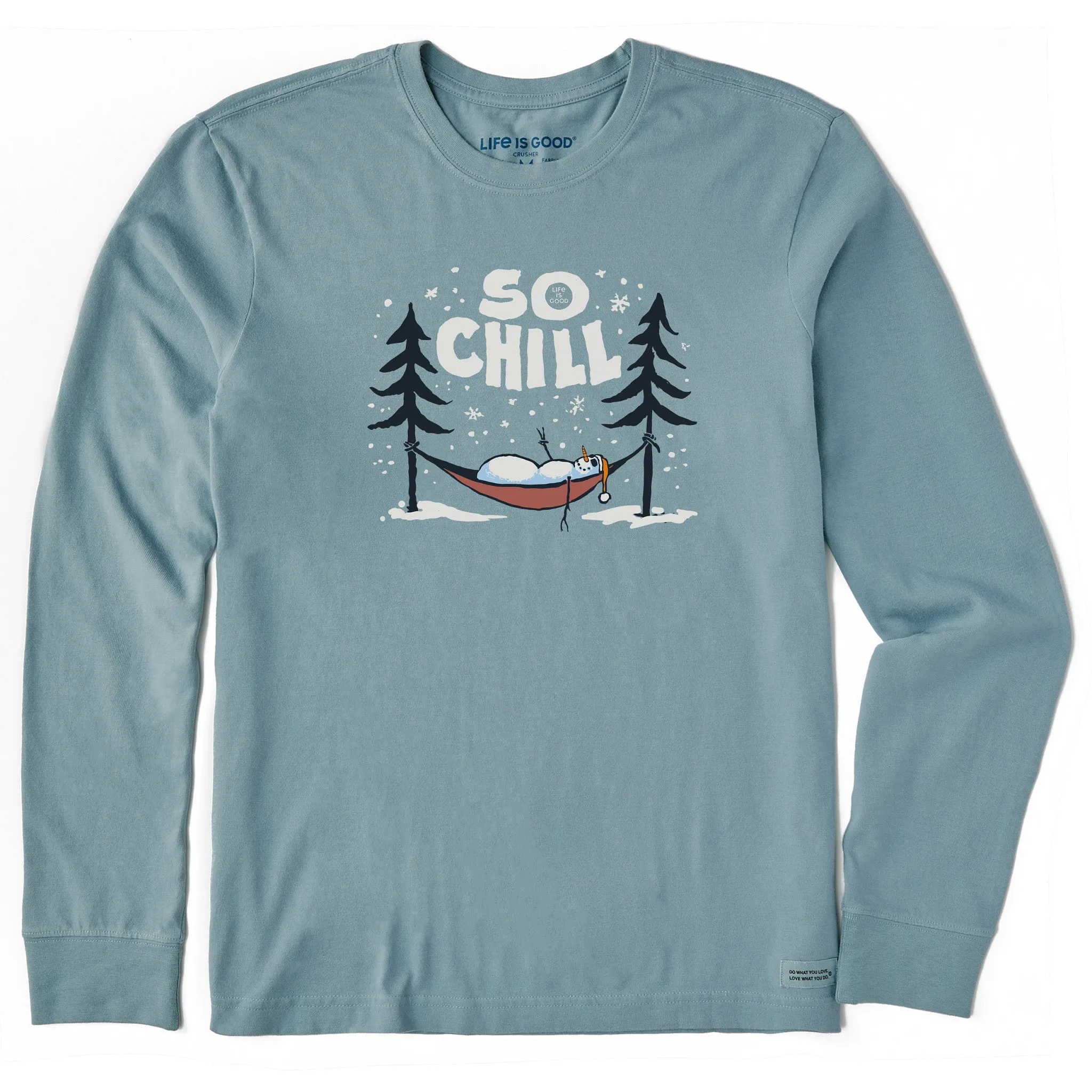Oeko Tex Certified Men's So Chill Snowman Long Sleeve Crusher Tee