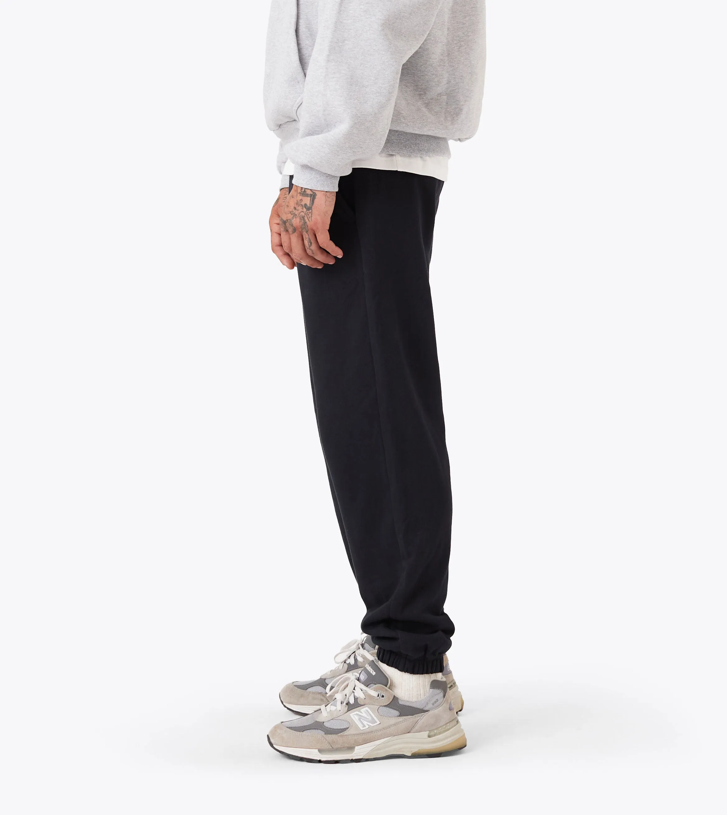 Layered Look WaterRepellentCoating Box Fleece Jogger Black