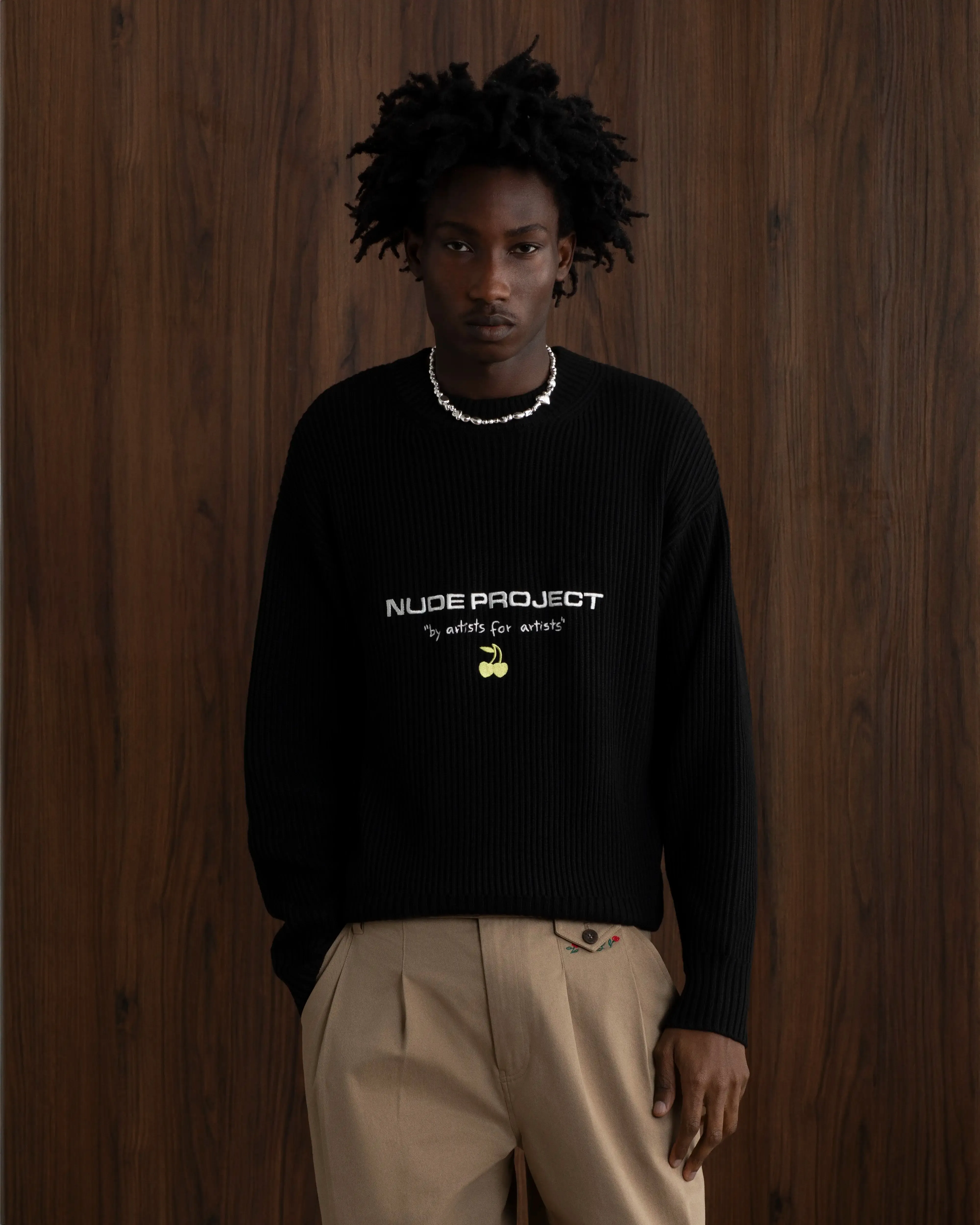 Wavy Knit Sweater Black Eco Conscious Production