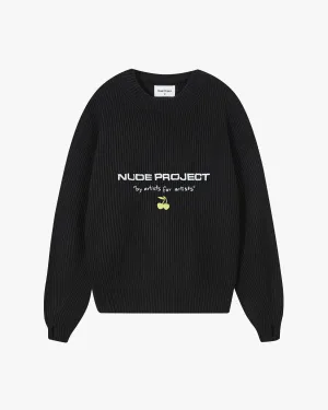 Mood Booster Wavy Knit Sweater Black