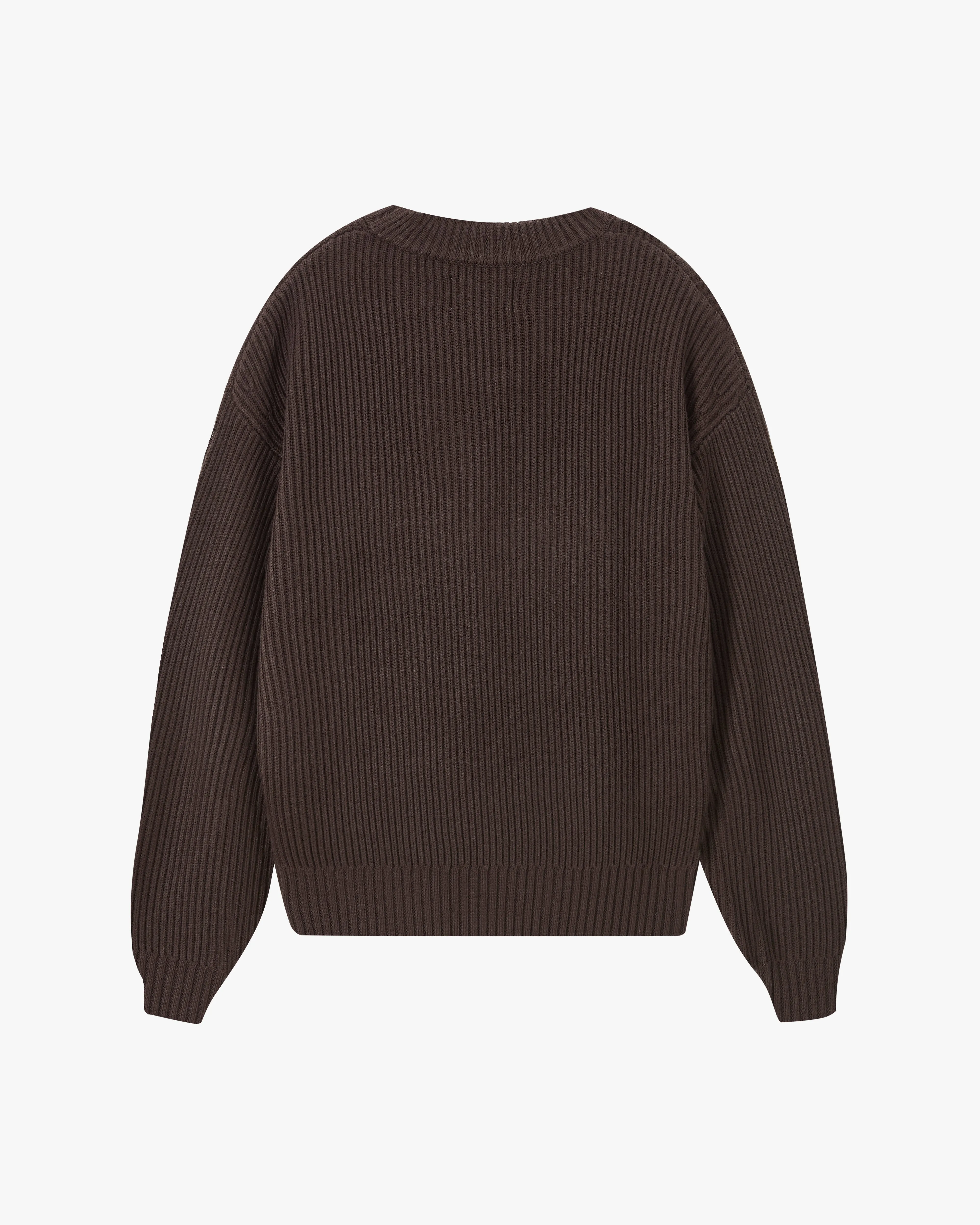Smooth Seam Light Warmth Wavy Knit Sweater Brown