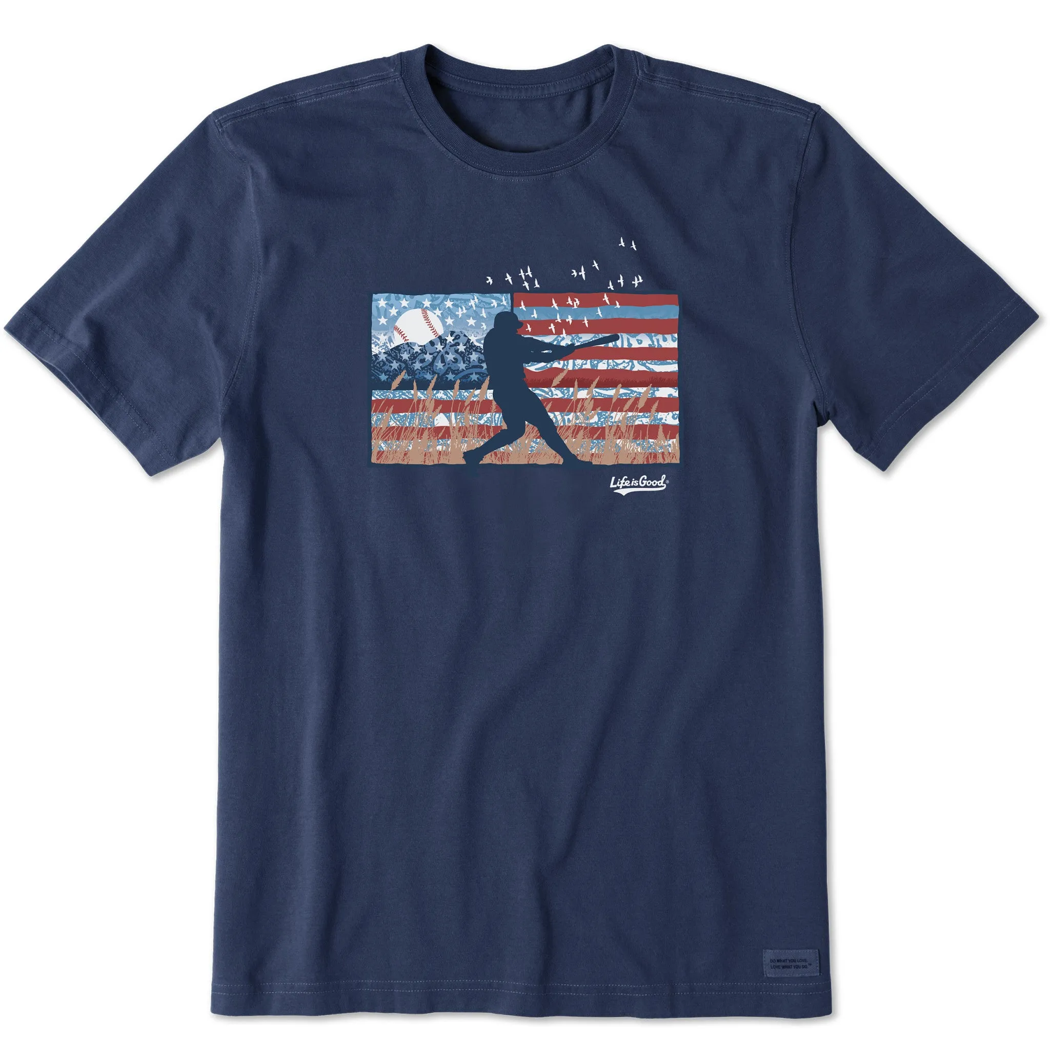 Sleek Design Men's USA Baseball Flag Short Sleeve Crusher Tee