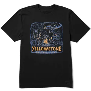 Comfy Movement Sporty Comfort Wear Men's Yellowstone Bear and Moose Camp Scene Short Sleeve Crusher Tee