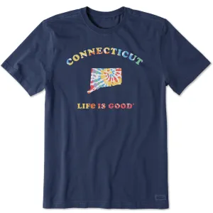 Men's Tie Dye Connecticut Short Sleeve Crusher Tee Comfort Flex Trendy Comfort