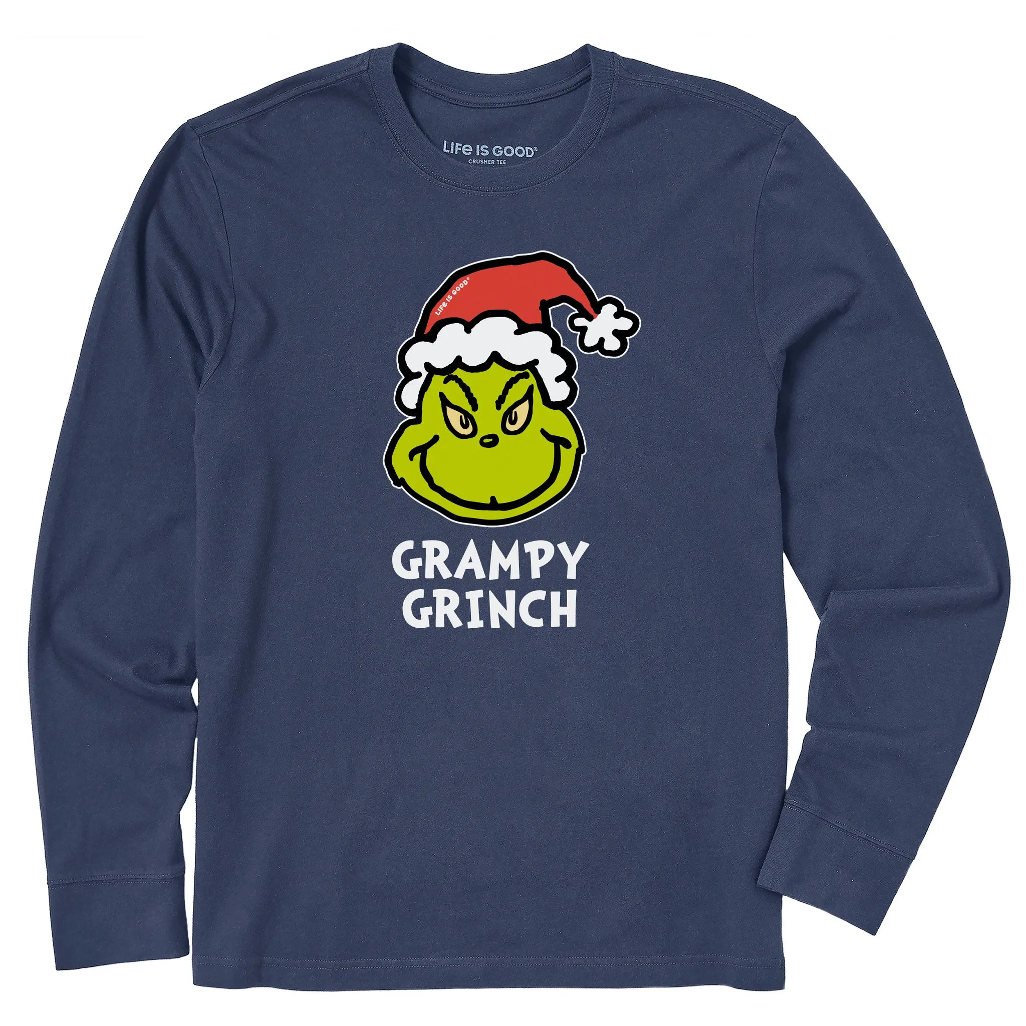 Comfy Movement V-Neck Men's Grampy Grinch Long Sleeve Crusher Tee