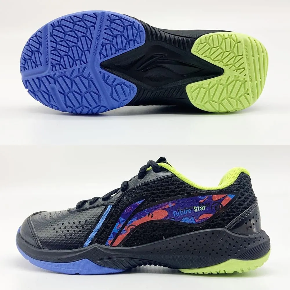 Li Ning Badminton Shoe Kids' [Black] AYTT014-4 Impact Dispersing Geometries Basic Appeal