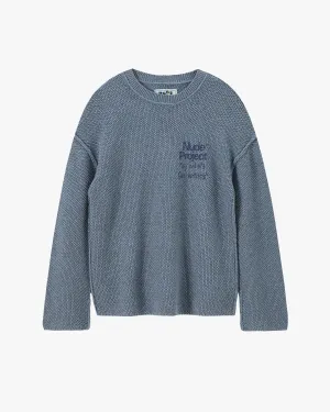 Reversed Seams Knit Blue Warm Outfit