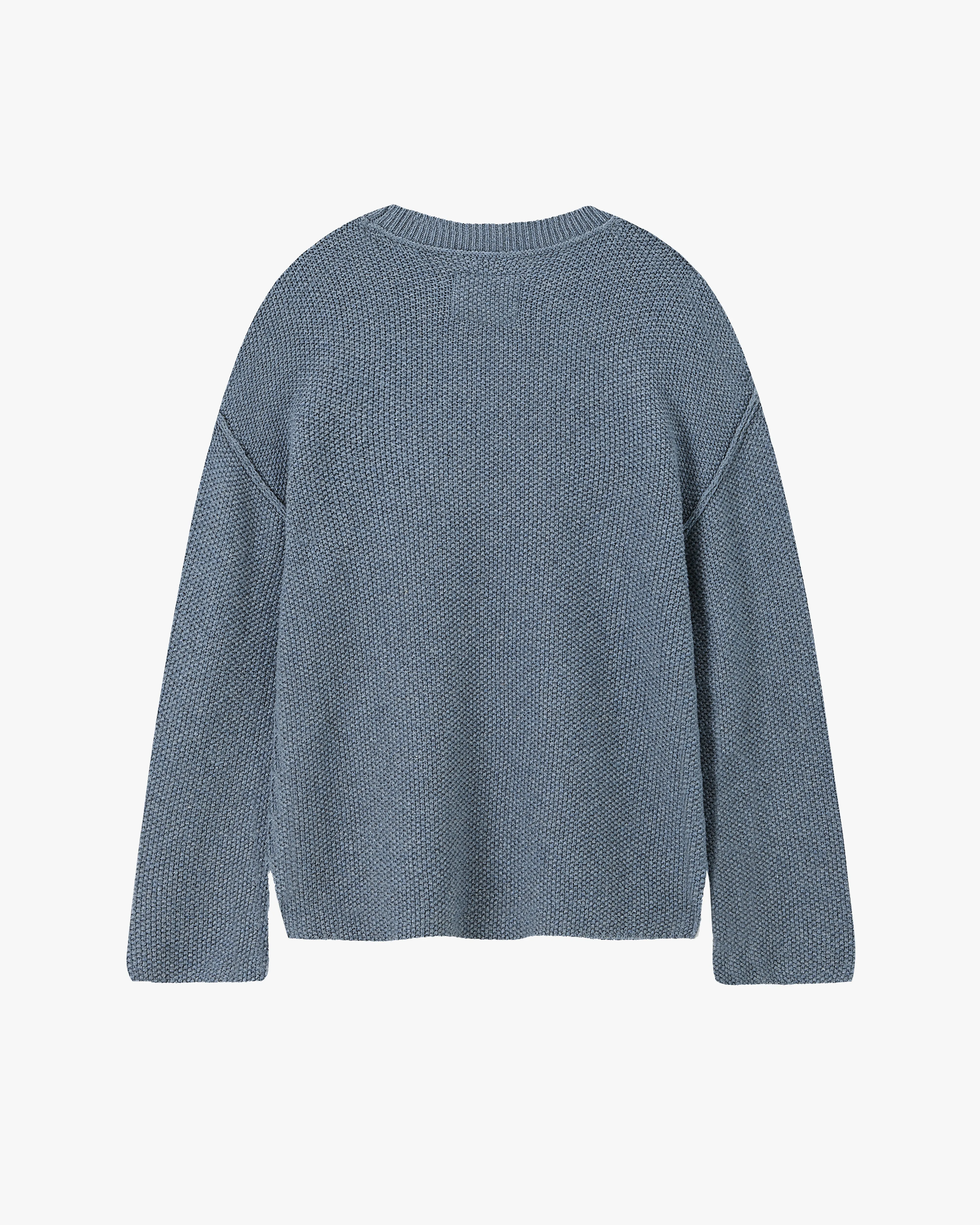 Lightweight Jersey Material Reversed Seams Knit Blue