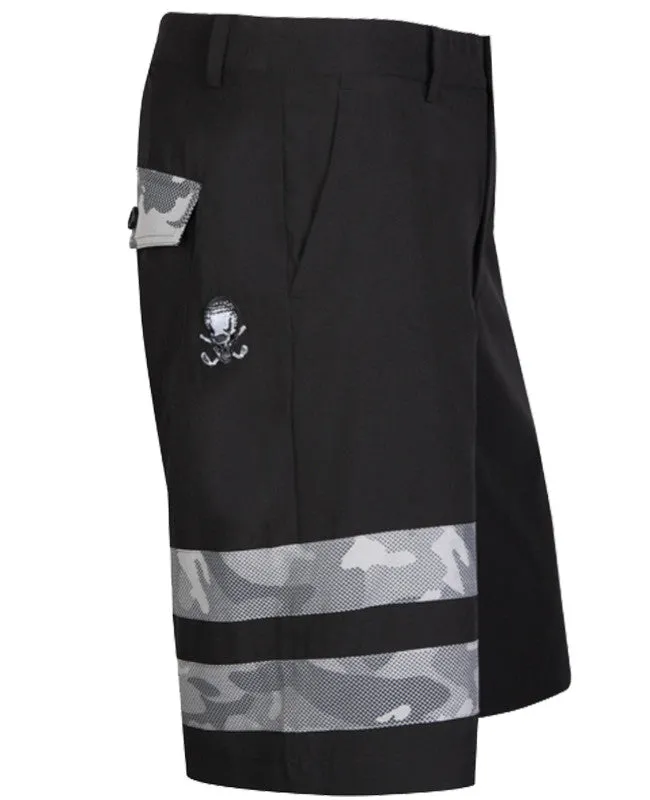 Stretch waistband Tattoo Golf: Men's Zuma Cool-Stretch Golf Shorts - Black/Camo X