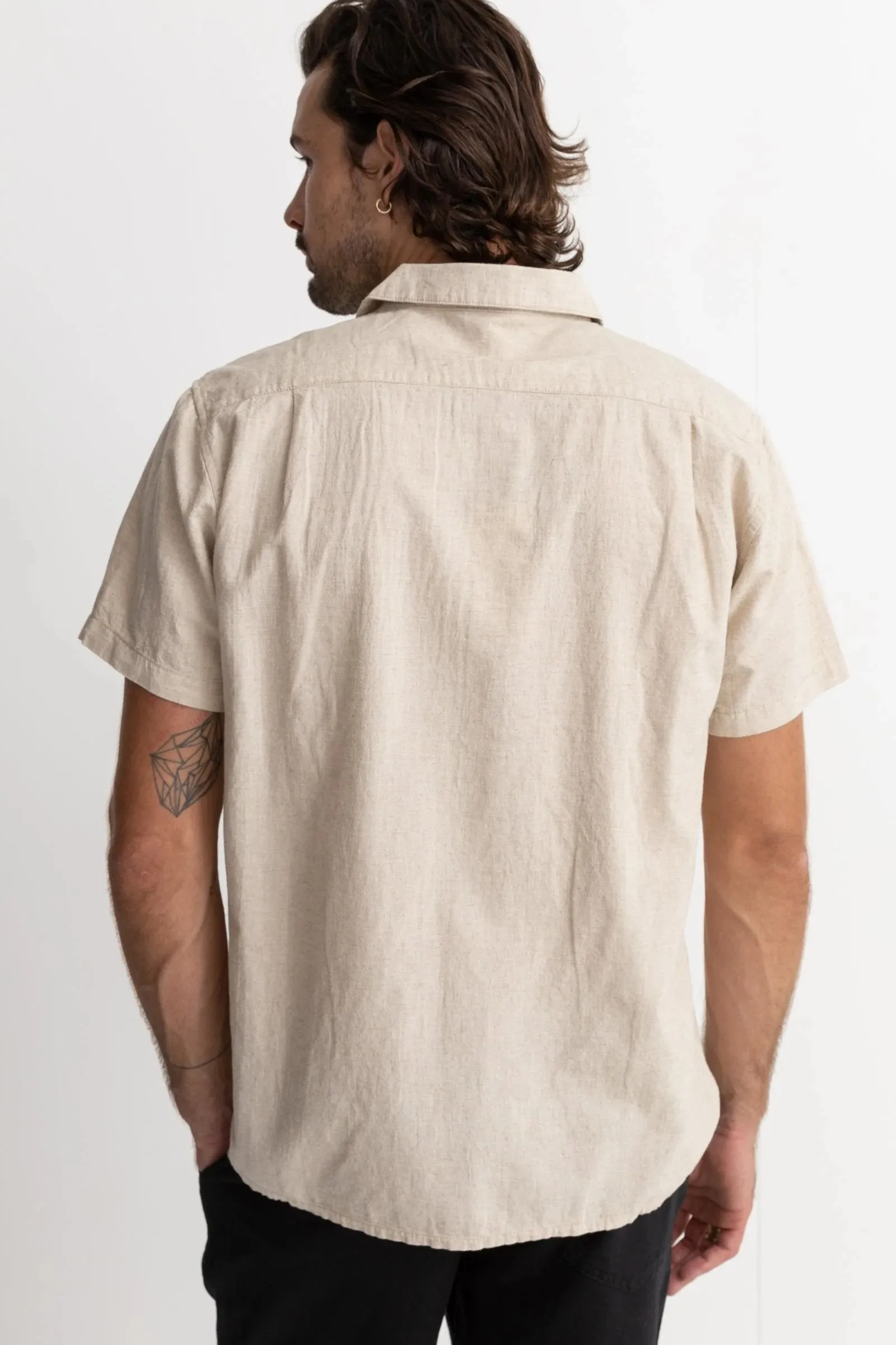 Stylish Design Classic Linen Short Sleeve Shirt Sand