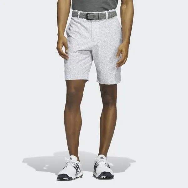 Vented Hem Details Simple Cut ADIDAS ULTIMATE365 NINE-INCH PRINTED GOLF SHORTS - WHITE/GREY