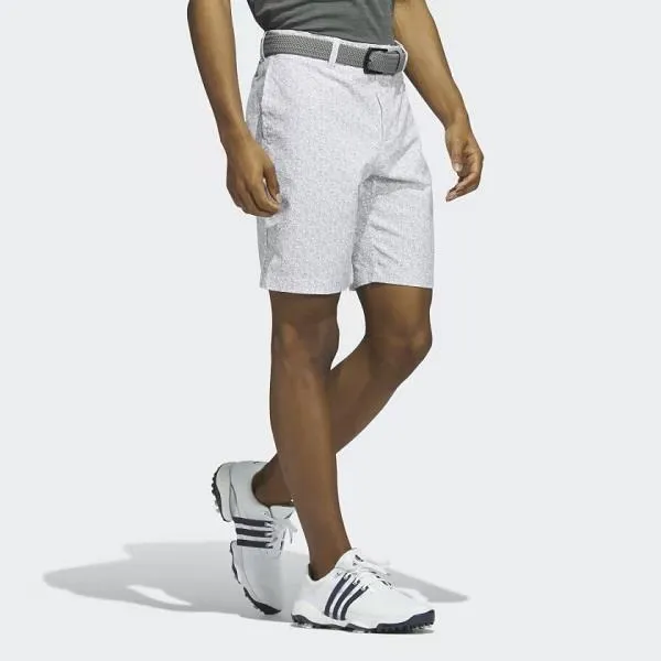 Cool Touch Fit ADIDAS ULTIMATE365 NINE-INCH PRINTED GOLF SHORTS - WHITE/GREY