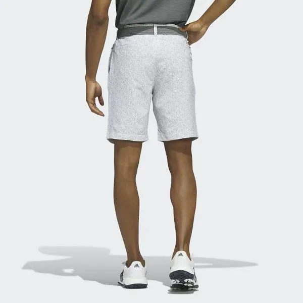 ADIDAS ULTIMATE365 NINE-INCH PRINTED GOLF SHORTS - WHITE/GREY Wide Range Motion