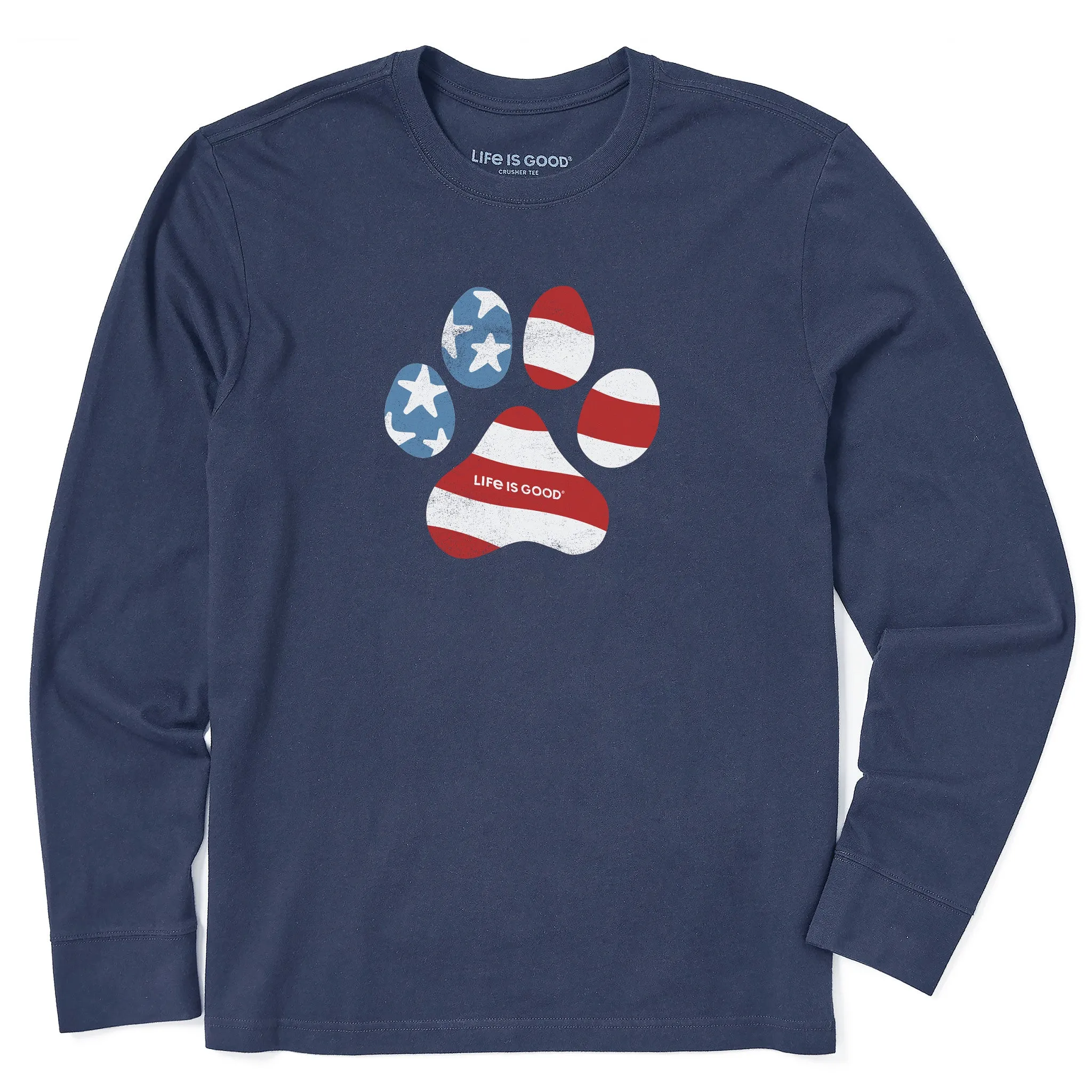Men's US Flag Paw Long Sleeve Crusher Tee Breathable apparel