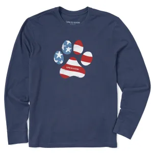 High-Quality Fabric Comfy All-Day Men's US Flag Paw Long Sleeve Crusher Tee