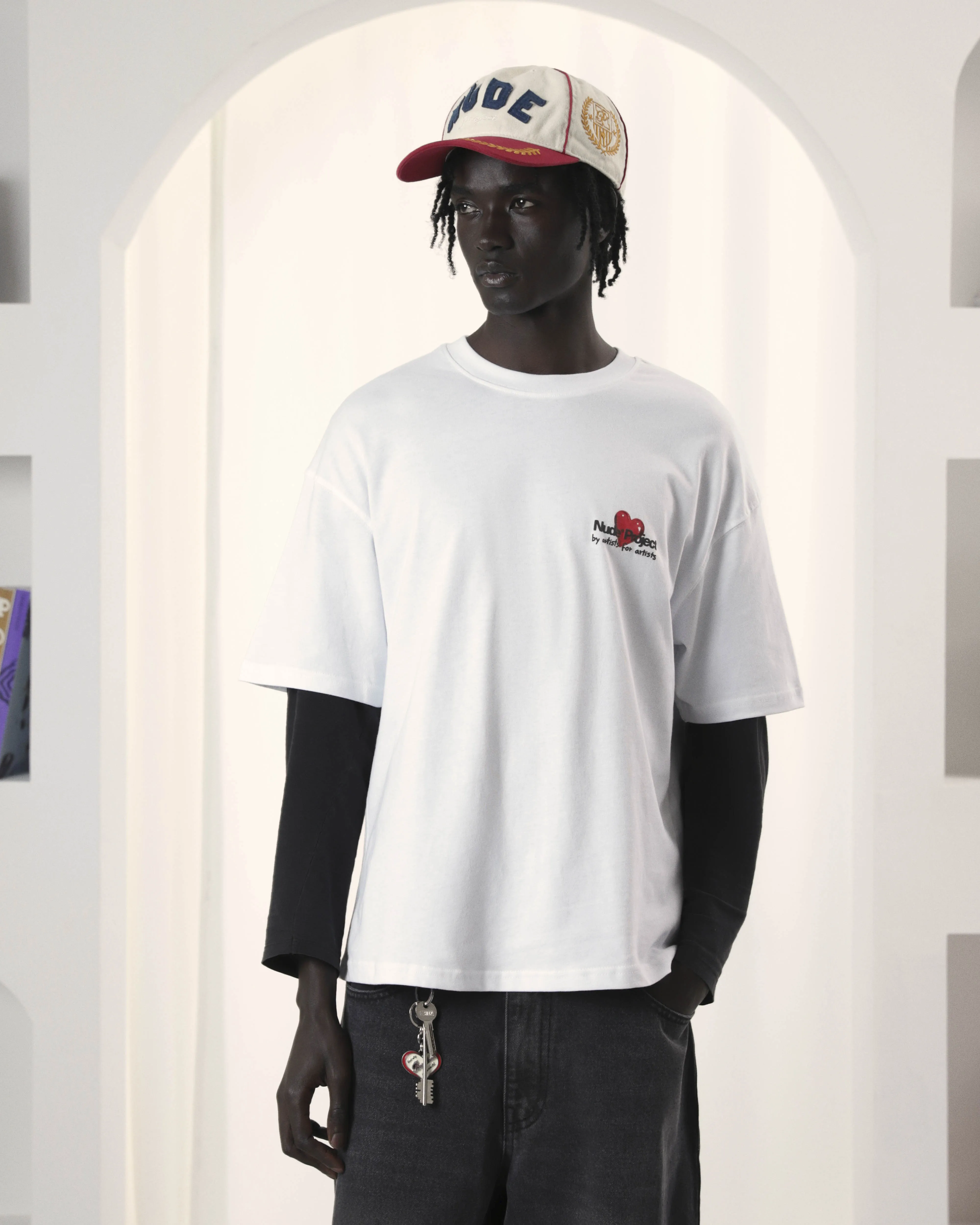 Brushed Interior Lining Juicy Cherry Tee White