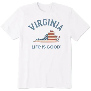 Men's Virginia Arched Flag Short Sleeve Crusher Tee Weekend Outfit Raw Hem Finish