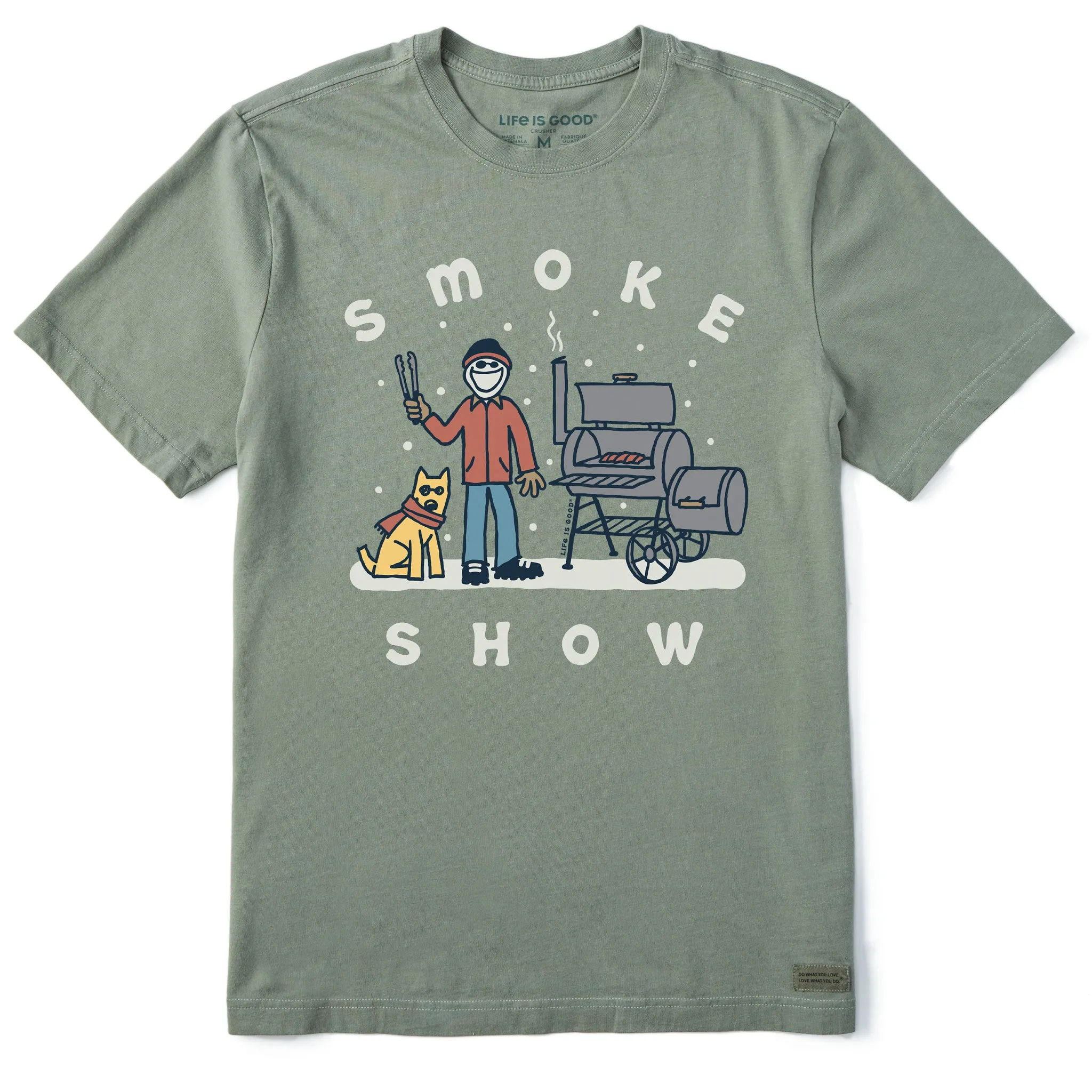 Men's Snowy Smoke Show Jake & Rocket Short Sleeve Crusher Tee Summer Fashion DoubleStitchedHem