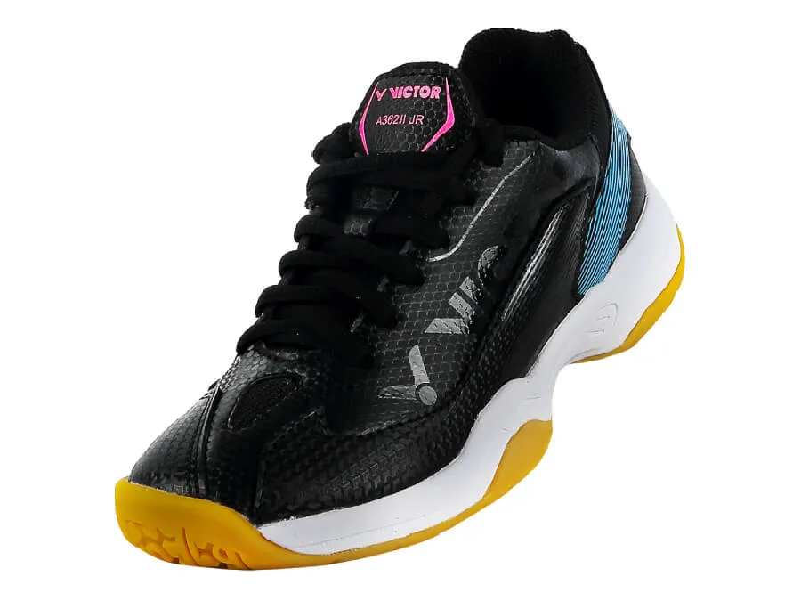 Unbeatable comfort Victor A362IIJR-CM Junior Court Shoes [Black/Aquarius]