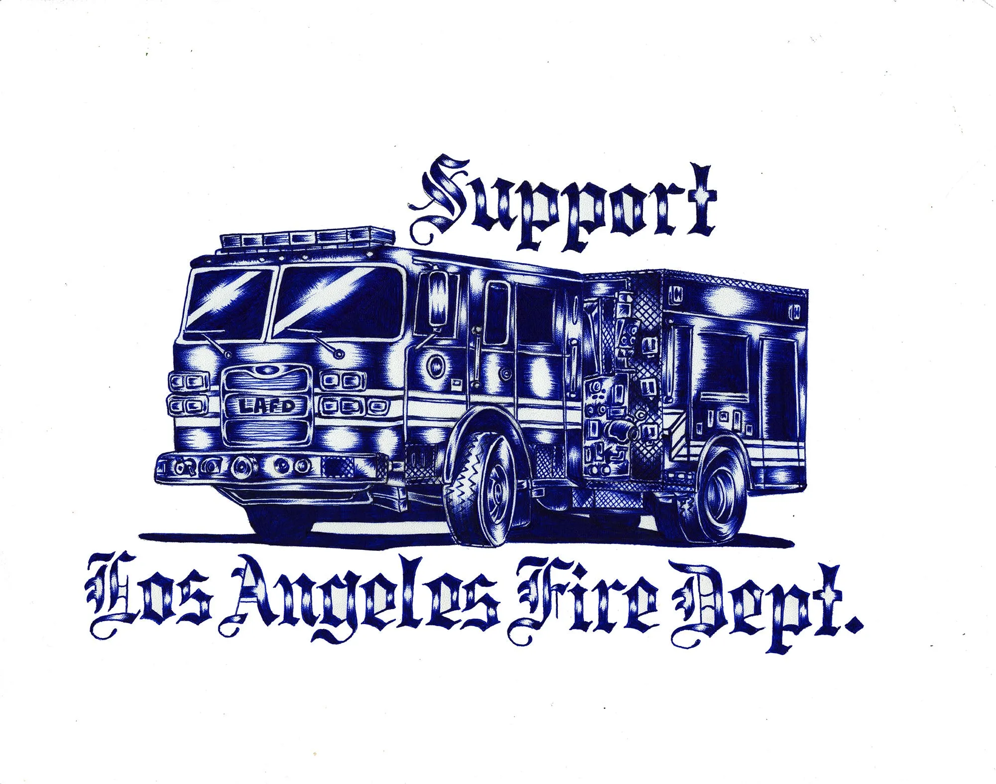 Los Angeles Firefighters support tee - "check chest specs" MoistureWicking Technology