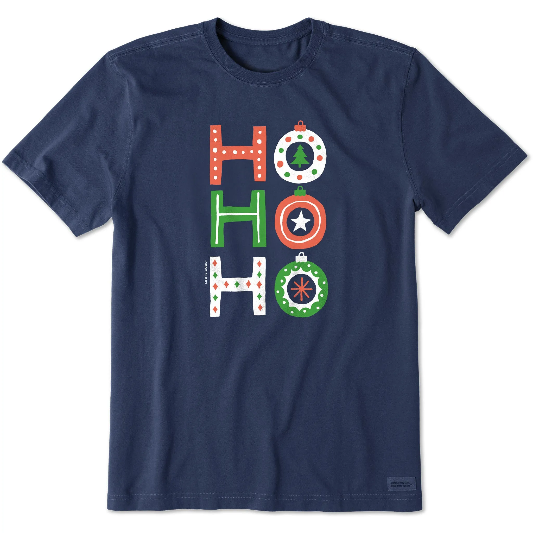 Comfort and Fit Men's Ho Ho Ho Ornaments Short Sleeve Crusher Tee