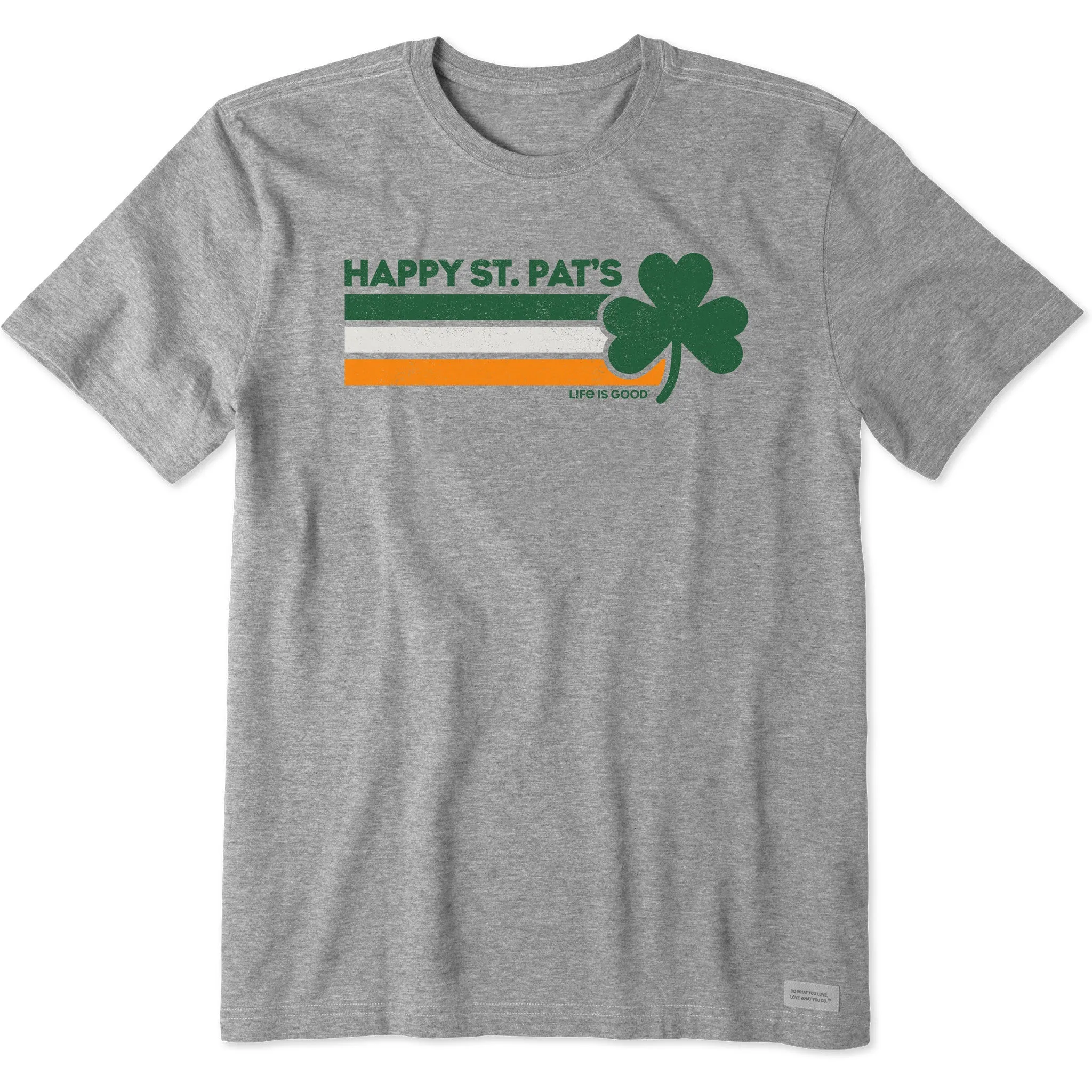 Men's Stripey Happy St. Pats Clover Short Sleeve Tee ReinforcedNeckline