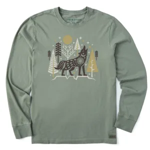 Natural Fiber Blend GarmentDyedTexture Men's Winter Wolf Long Sleeve Crusher Tee