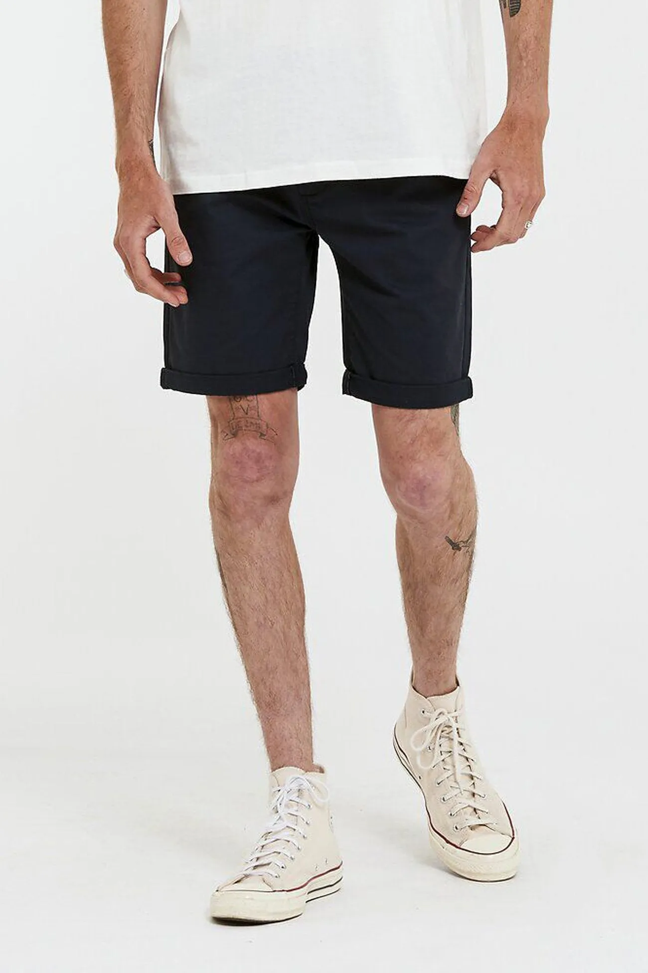 Chino Short Navy Sleek Waist Thermal Regulating Fabric