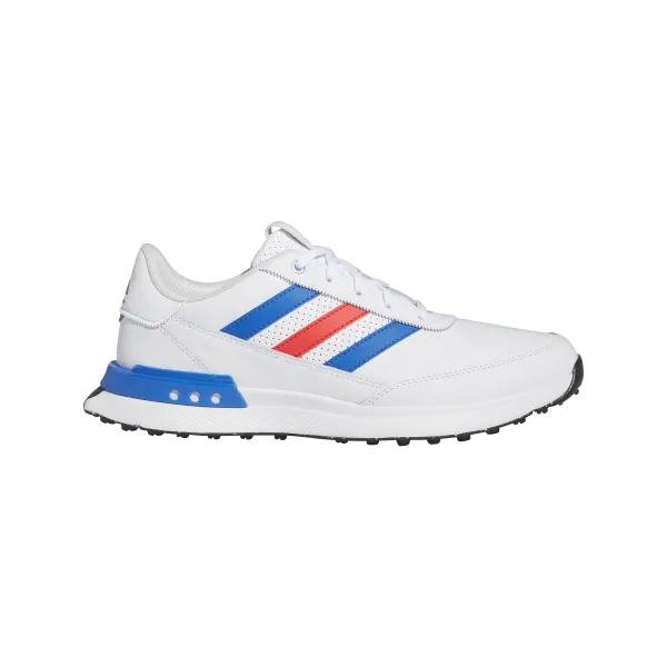 Adidas S2G 24 Leather Spikeless Golf Shoes - Cloud White / Bright Royal / Bright Red Sole Soft Soul Step