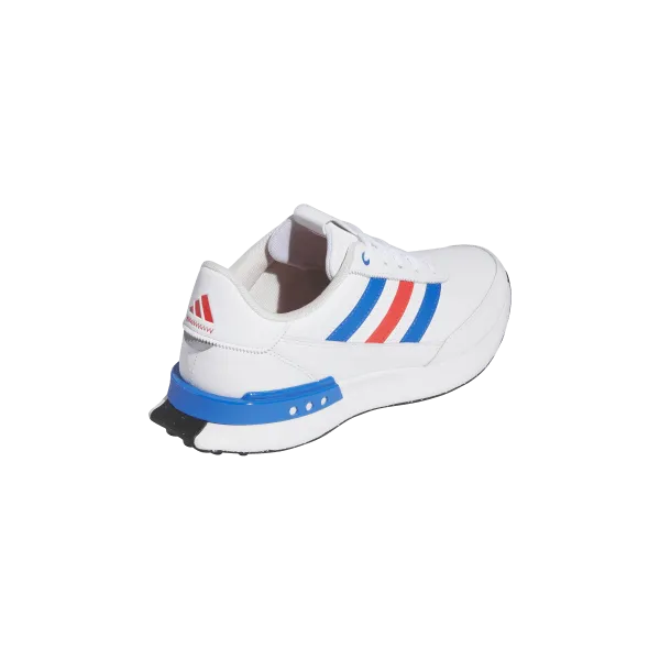 Wear Resistant Outsole Waterproof Travel Light Adidas S2G 24 Leather Spikeless Golf Shoes - Cloud White / Bright Royal / Bright Red