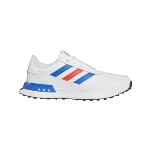 Adidas S2G 24 Leather Spikeless Golf Shoes - Cloud White / Bright Royal / Bright Red Sole Soft Soul Step