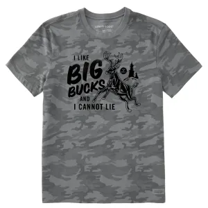 Men's I like Big Bucks Short Sleeve Allover Printed Crusher Tee Weekend Fashion