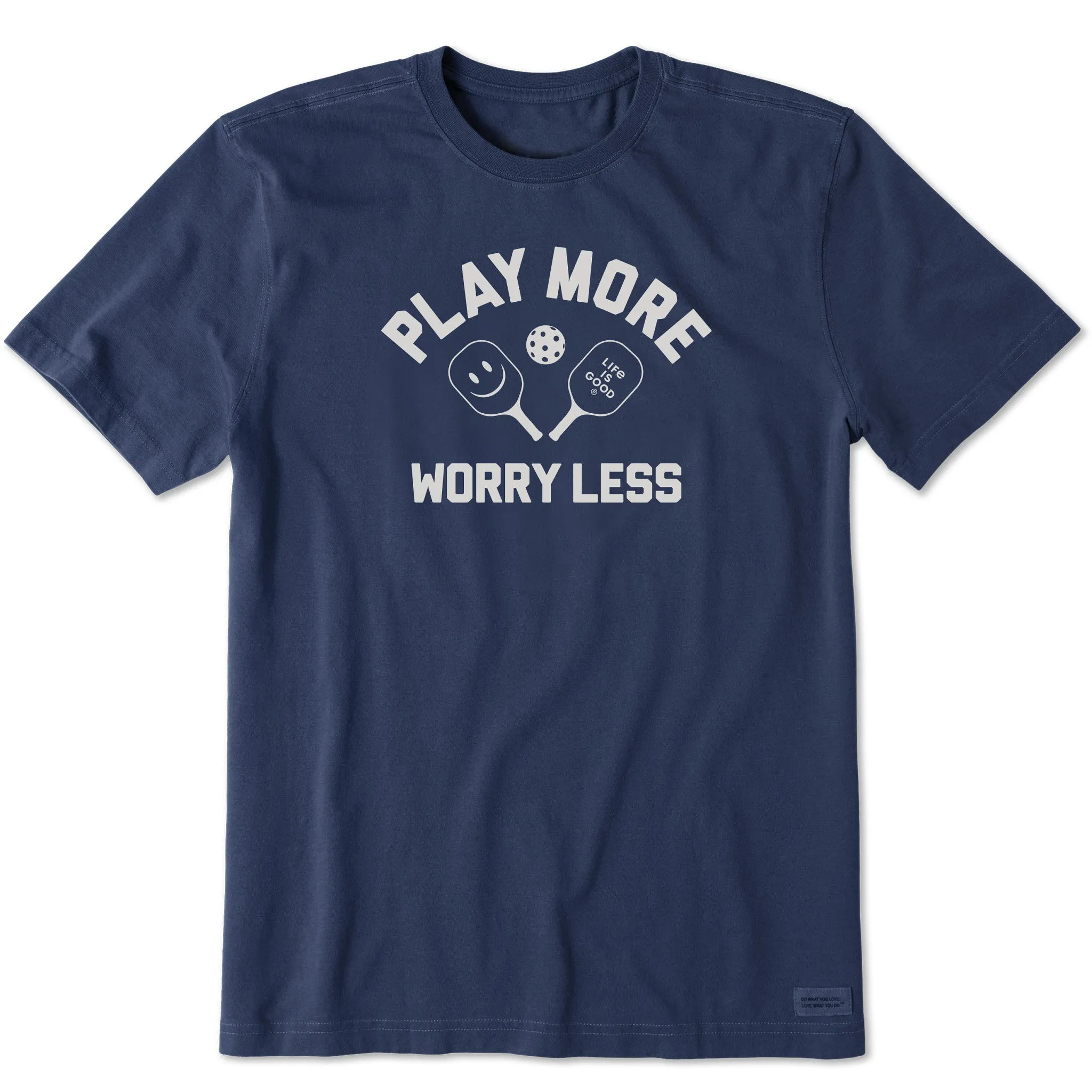 skinny but not tight Men's Play More Worry Less Pickleball Short Sleeve Tee