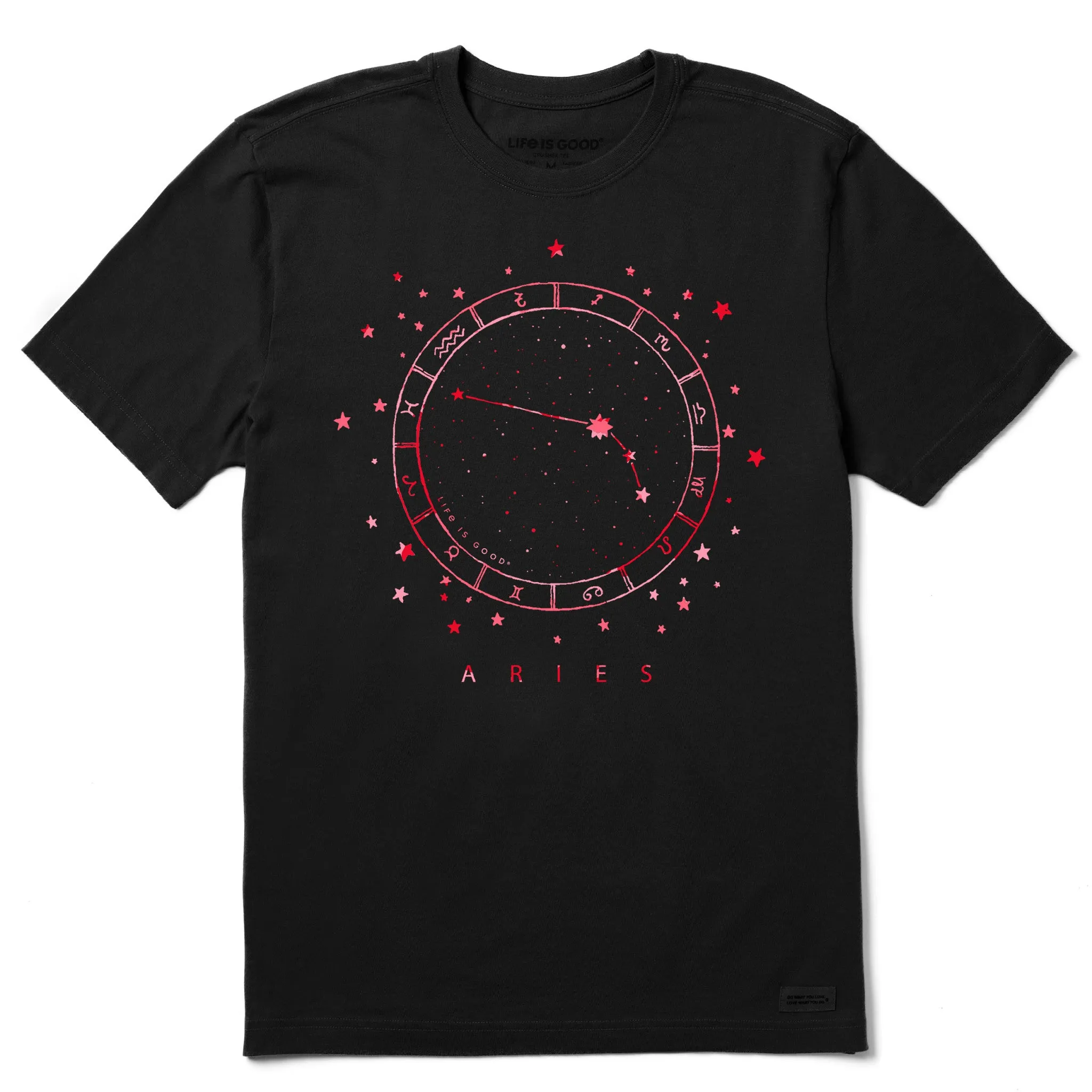 Anti Static Treatment Seam Free Back Men's Zodiac Constellation Aries Short Sleeve Crusher Tee