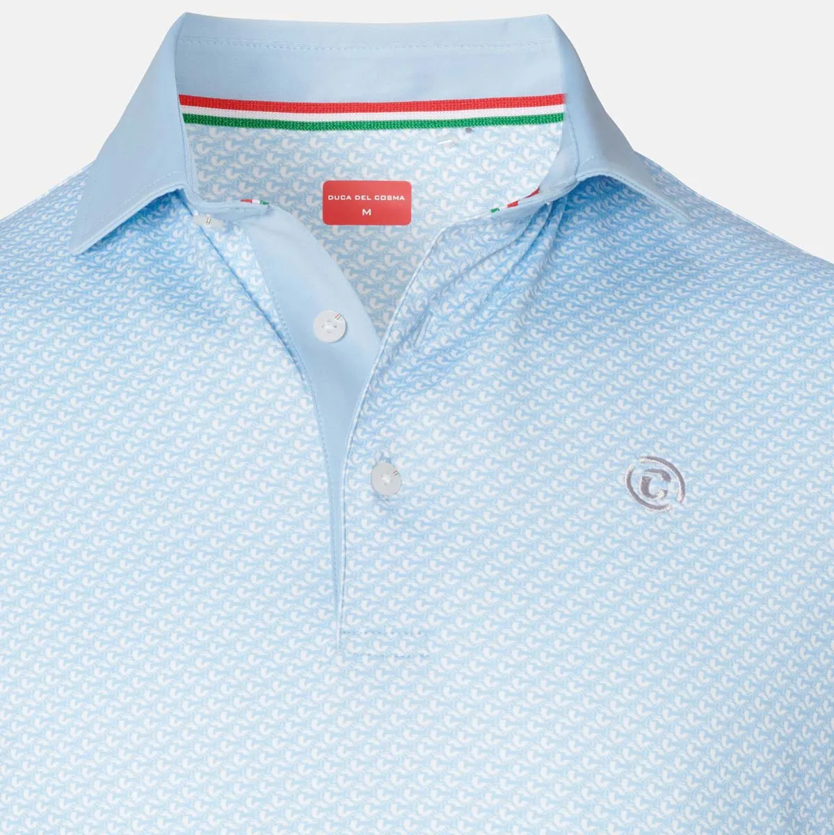 Lightweight Weave Polo Rocco - Light Blue/White