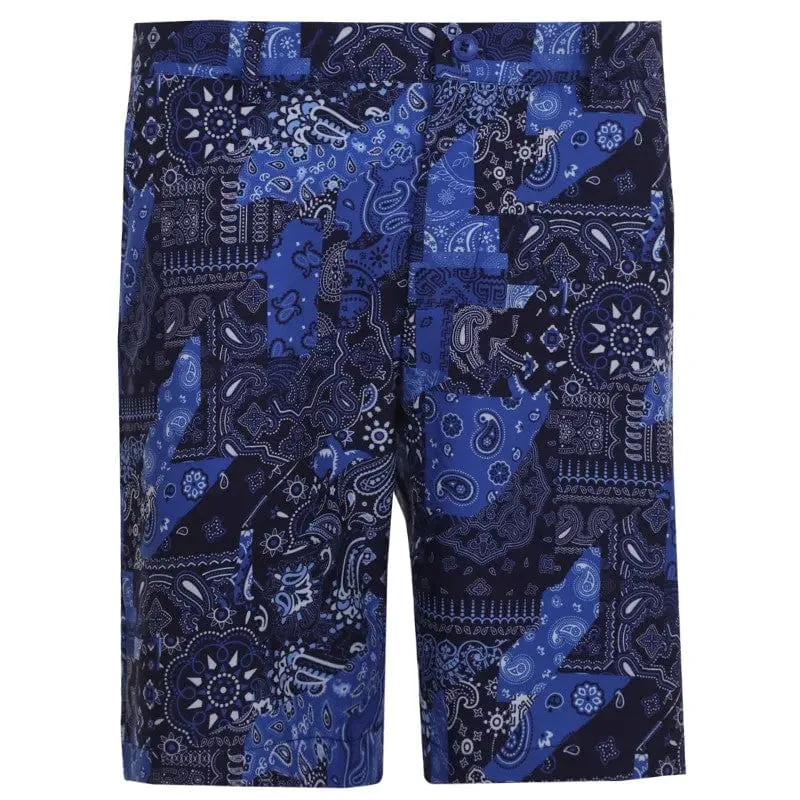 Outdoor Movement warm tones Tattoo Golf: Men's Hustler Cool-Stretch Golf Shorts - Blue