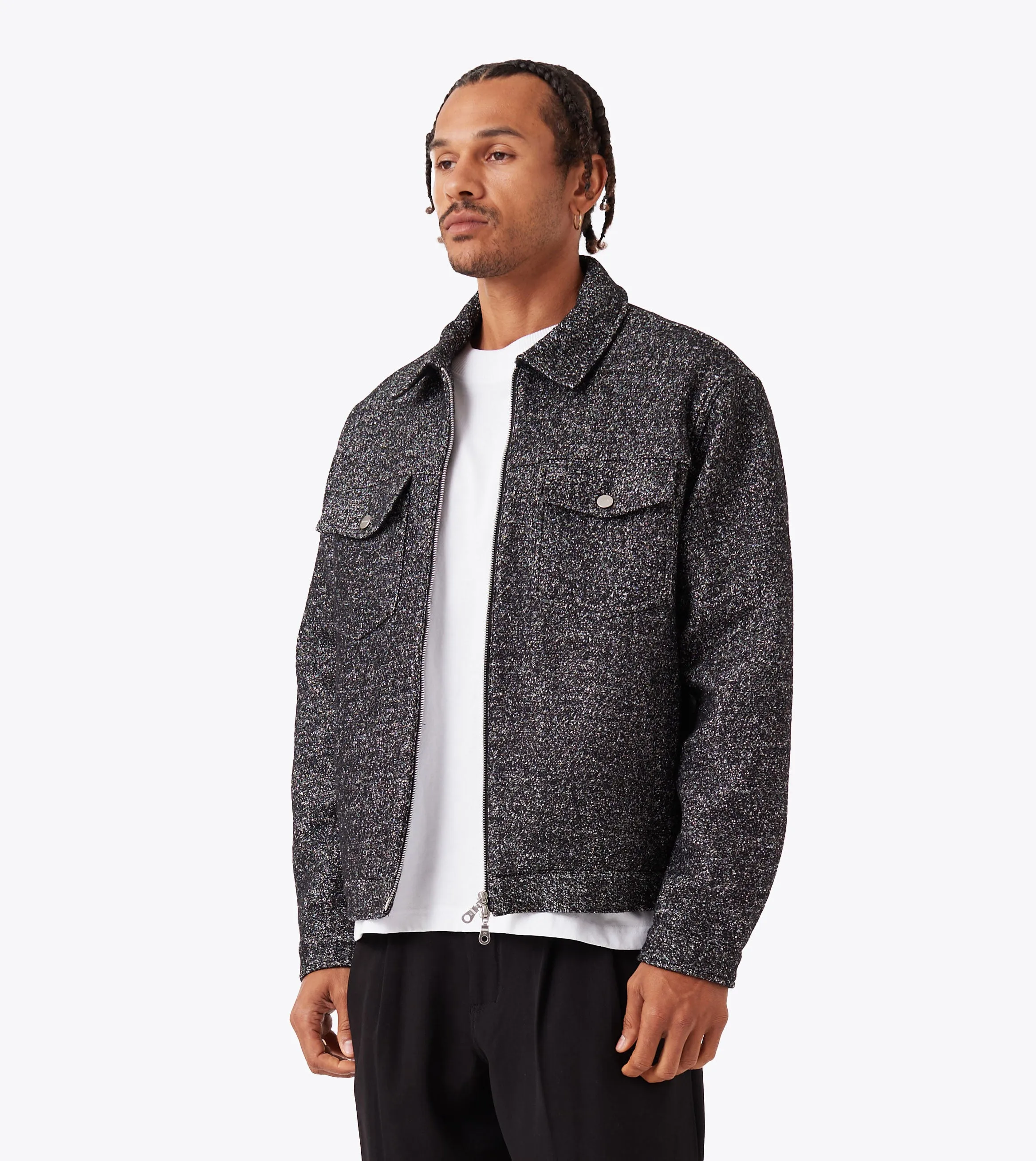 Ventilation Panels Cropped Harrington Jacket Black Speck