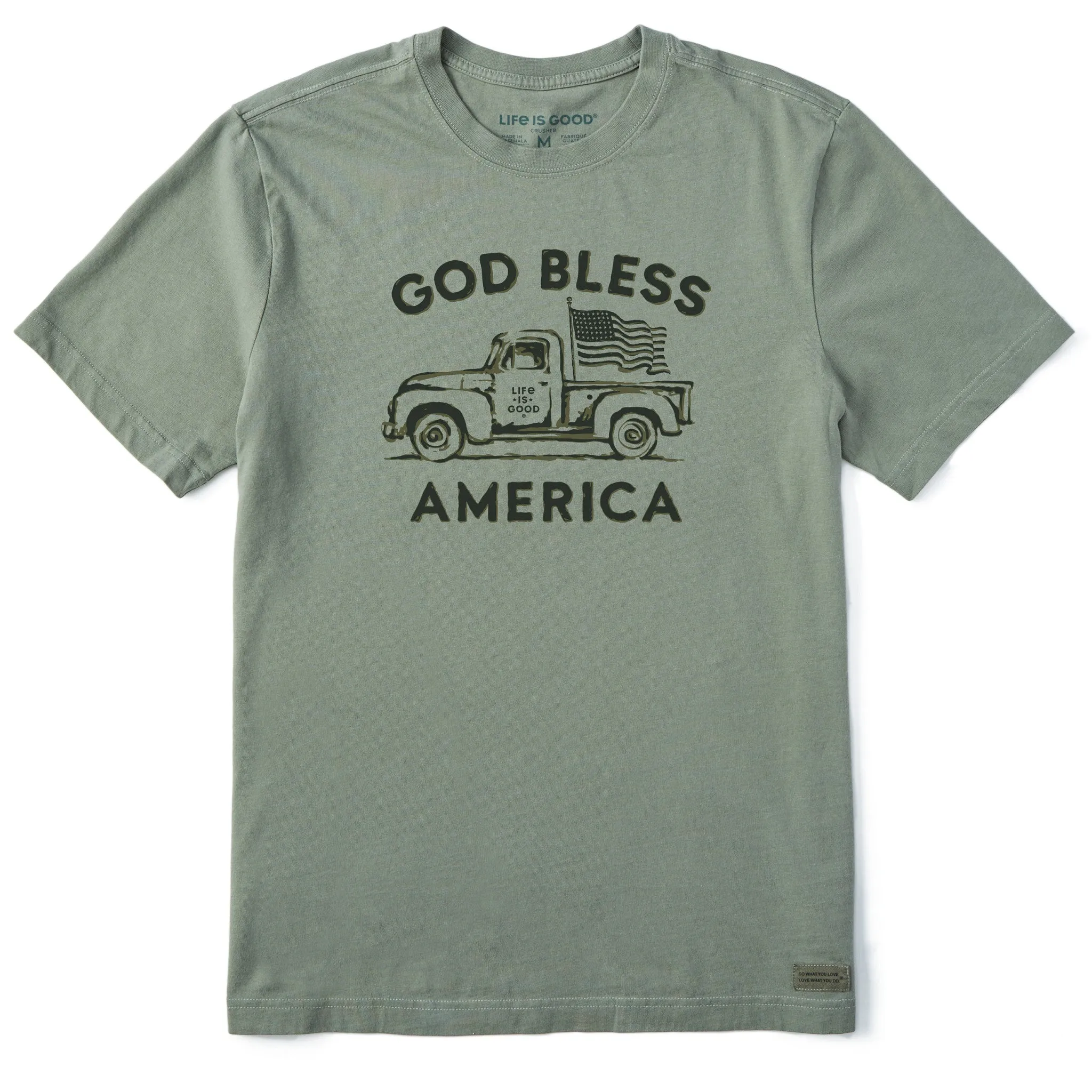 Men's God Bless American Trucks Short Sleeve Tee SoftTouchFinish Travel Style Trend