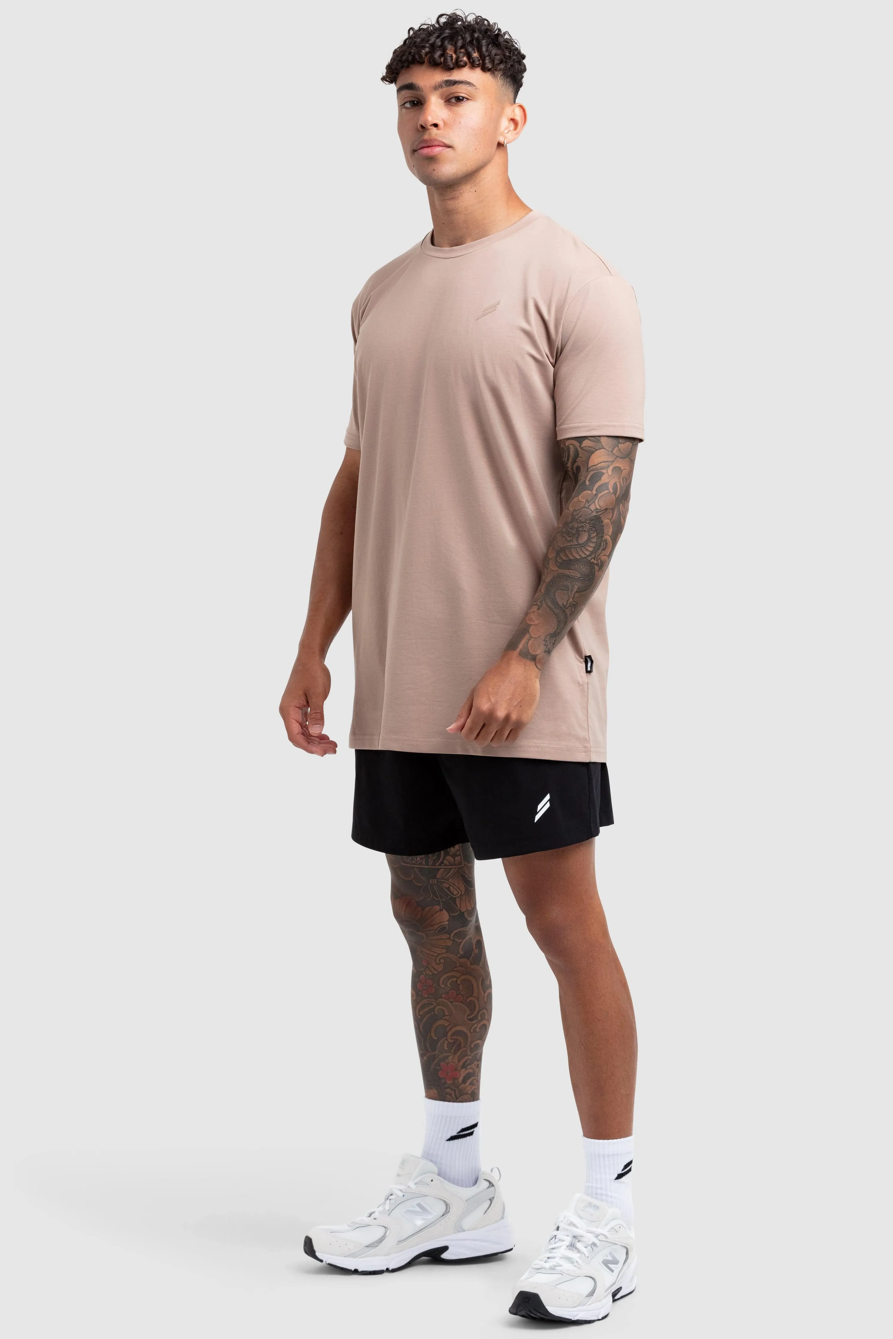 Roomy Waist Power Regular Fit Tee V2 - Light Taupe