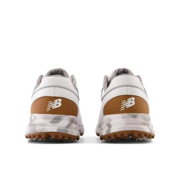 Low Impact Landing Design New Balance Brighton Spiked Golf Shoes - White / Brown