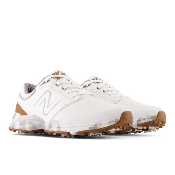Cool Pop New Balance Brighton Spiked Golf Shoes - White / Brown