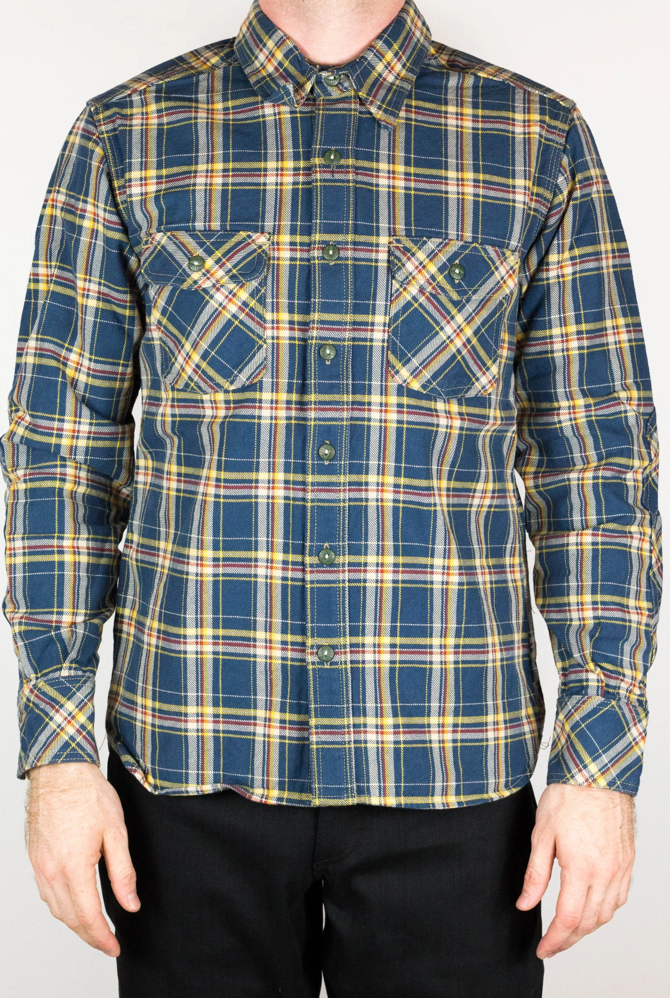 Roy Roger Heavyweight Tartan Twill Work Shirt with LF Buttons Daily Fashion