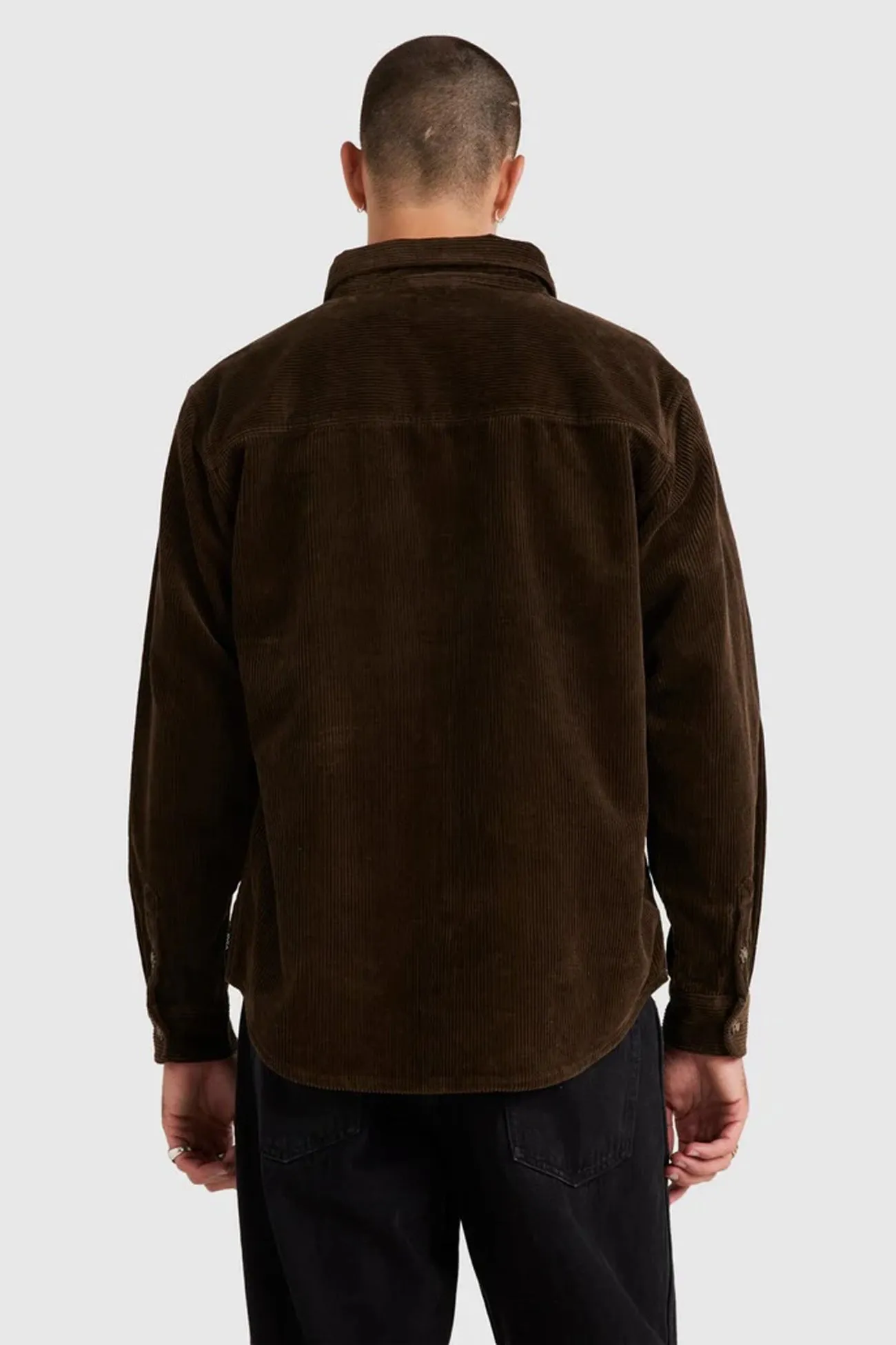 Smart Fashion Wide Load Cord Long Sleeve Shirt Chocolate