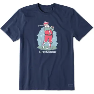 Casual and Soft Workout Gear Men's Santa Golfing Short Sleeve Crusher Tee