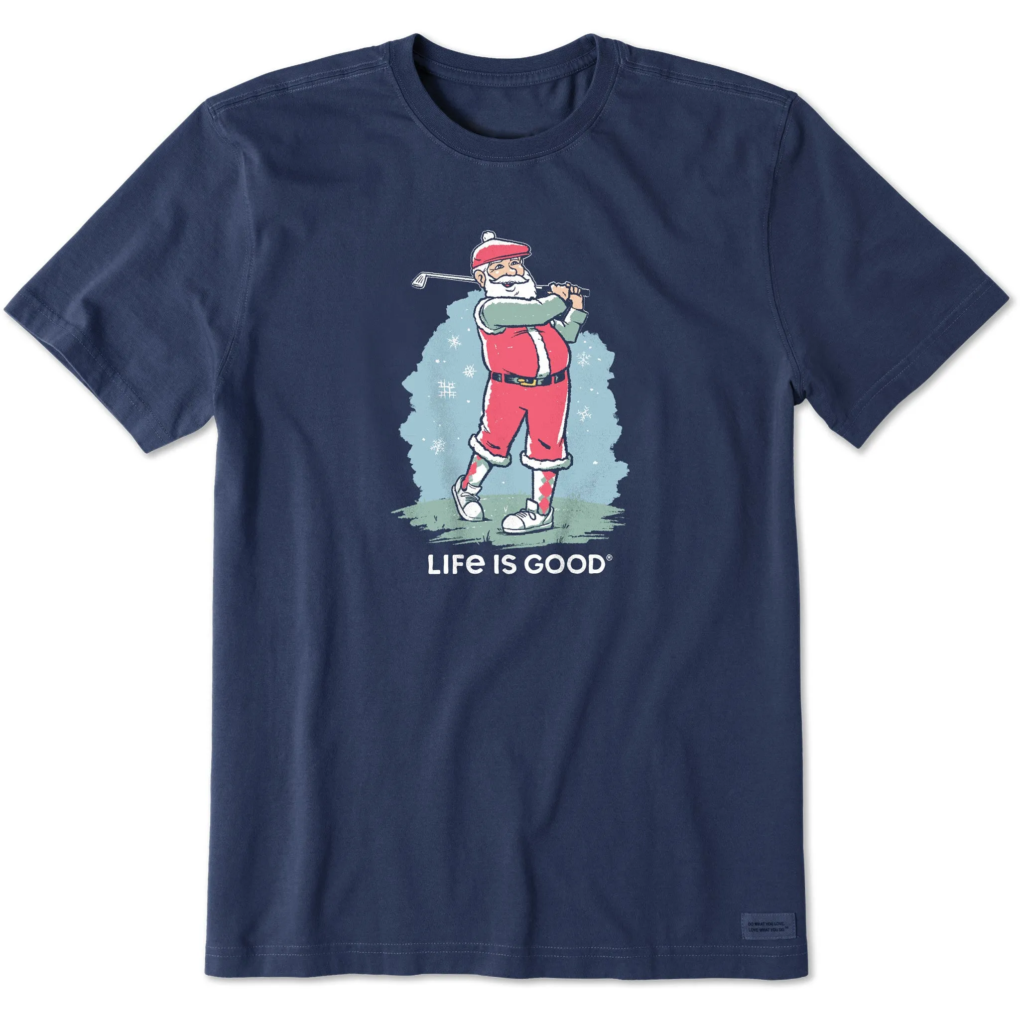 Men's Santa Golfing Short Sleeve Crusher Tee Lightweight Comfort