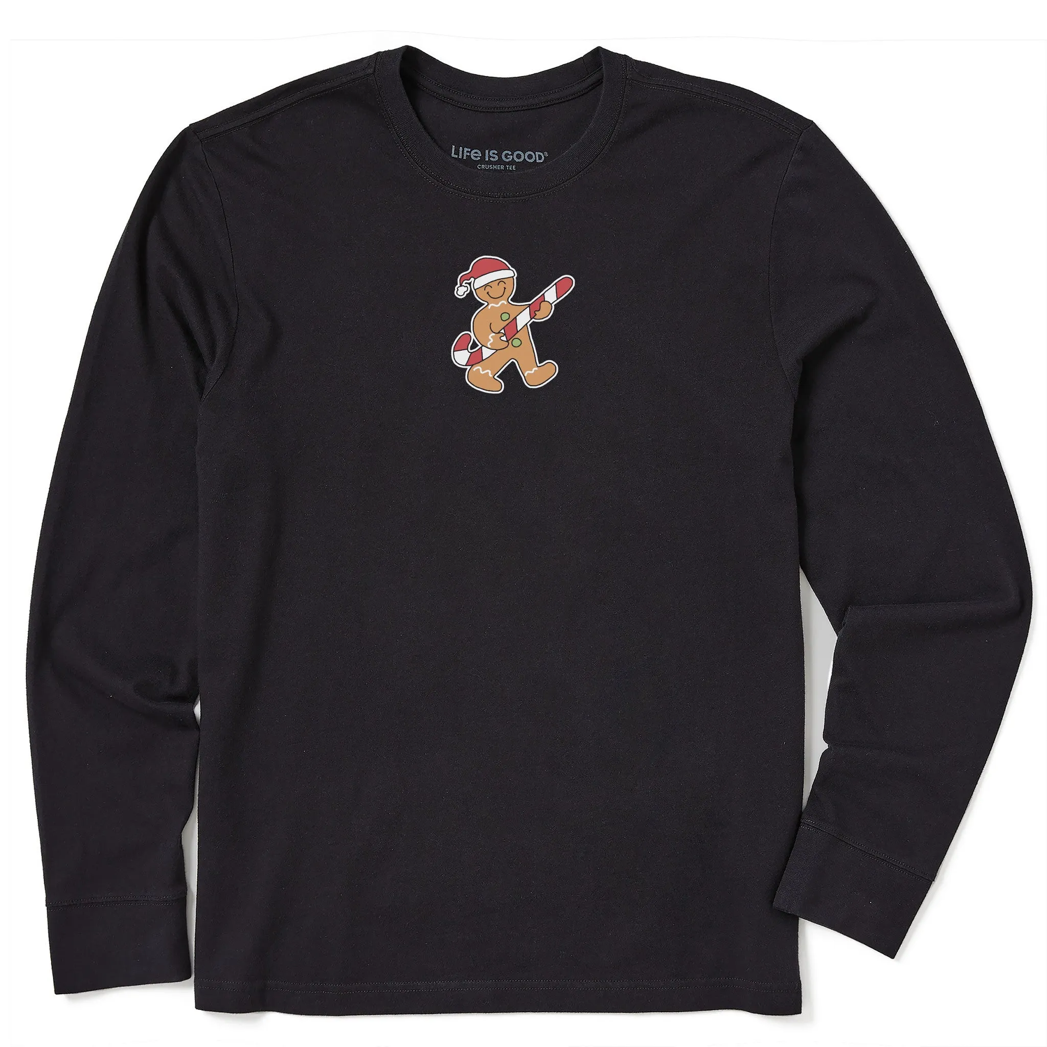 dry cleanable Men's Gingerbread Candy Cane Long Sleeve Crusher Tee