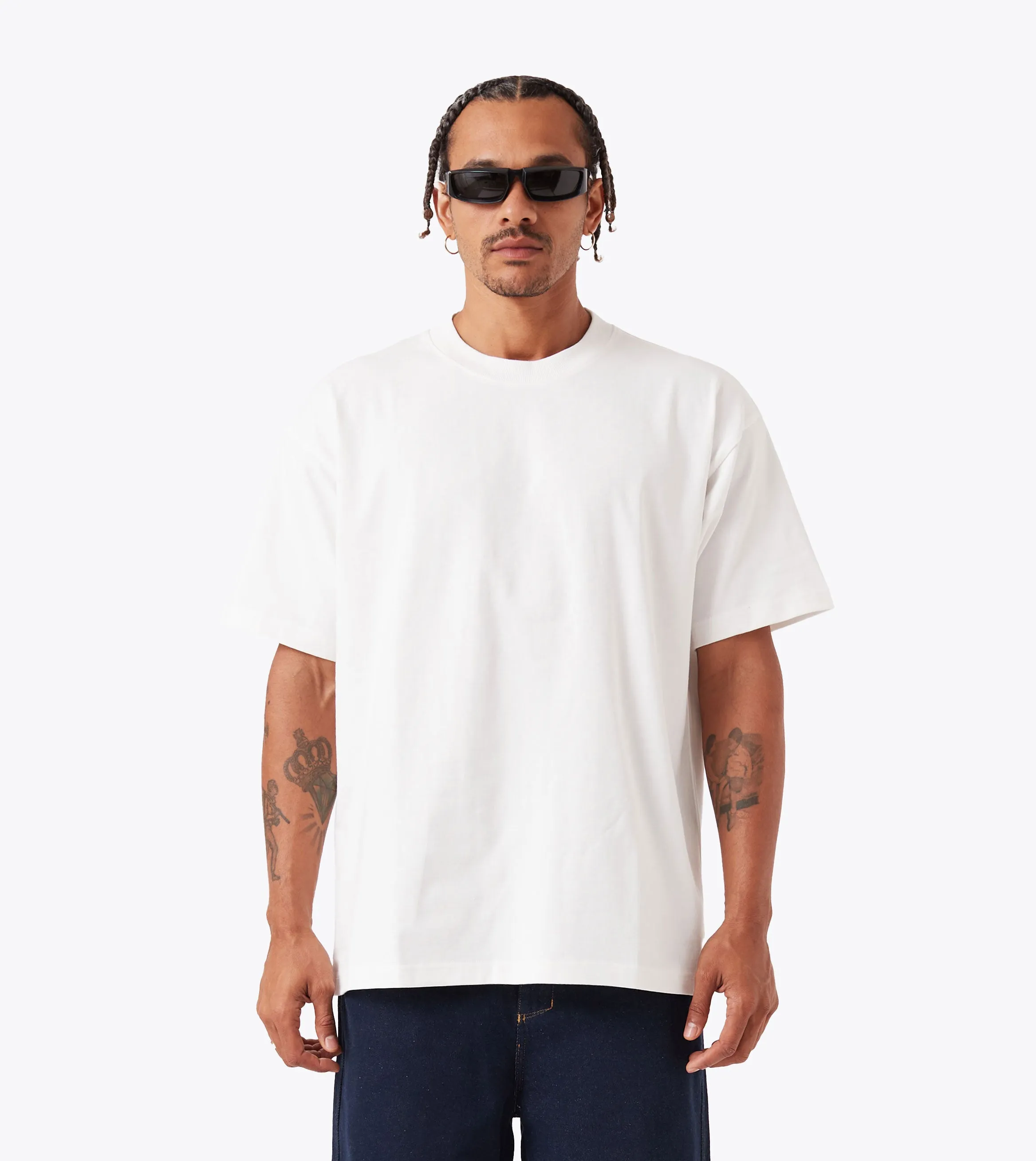 Sublimation Resistant Fabric Multi Panel Structure Box Tee Vintage White