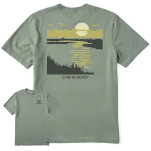 Casual Flex Fit TaglessDesign Men's Sunset over the Grass Short Sleeve Crusher Tee