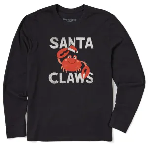 Men's Santa Claws Crab Long Sleeve Crusher Tee Ruffled edges Cool Weather Wear